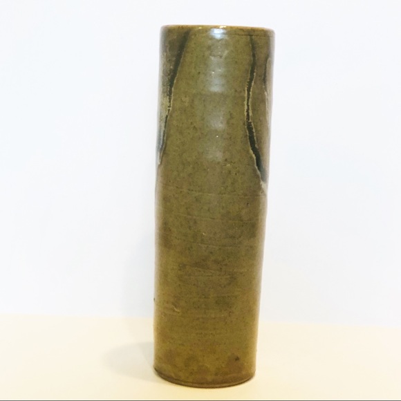 Vintage Toyo Japan drip glazed cylinder vase - Picture 7 of 8